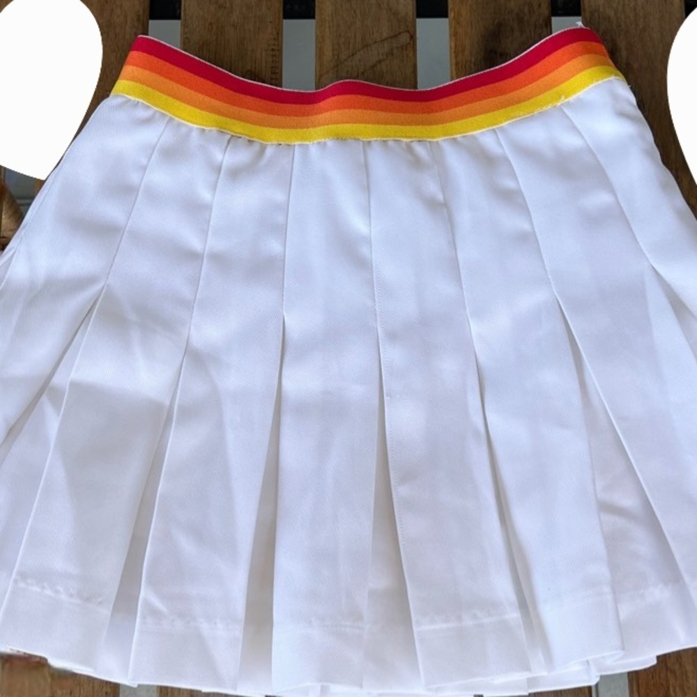 Wilson White Pleated Scort with Rainbow Waistband
